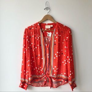 NWT Maeve Polka Dot Button Down Long Sleeve Blouse w/ Tie-Front - Size 4
